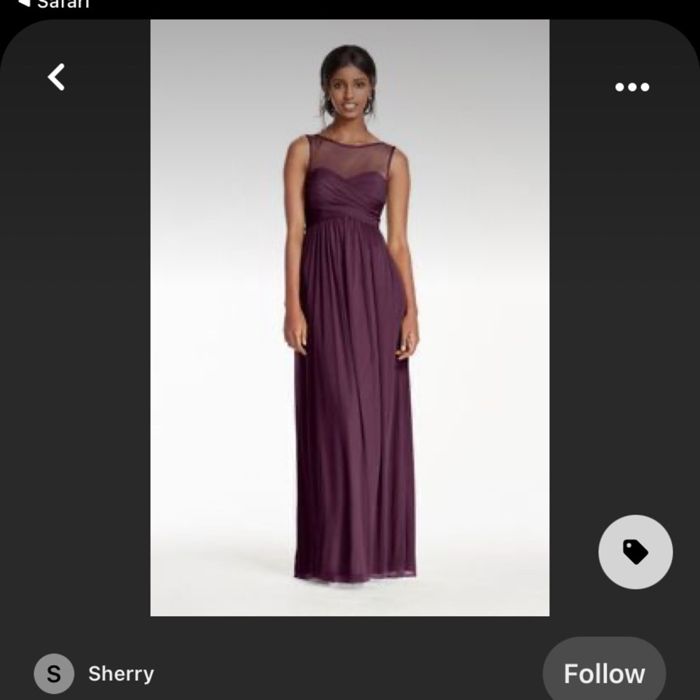 David’s bridal long mesh illusion neckline dress